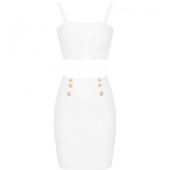 Ocstrade Summer 2 Piece Bandage Dress 2019 New Airrival Women Rayon White Bandage Dress Bodycon Mini Sexy Two Piece Set Outfit